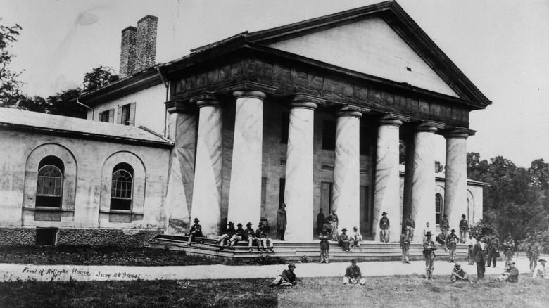 Union soldiers rest at Arlington House