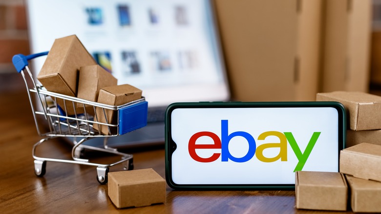 eBay app with miniature packages  