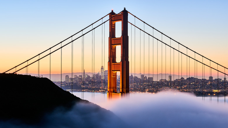 Golden Gate Bridge in clouds