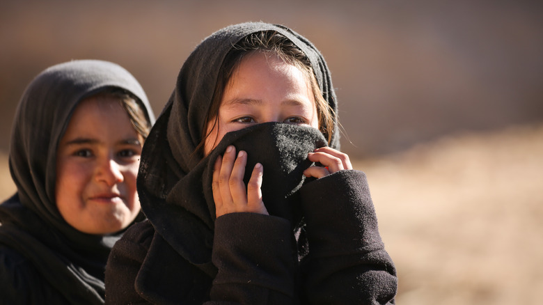 Girls wearing hijabs in Afghanistan