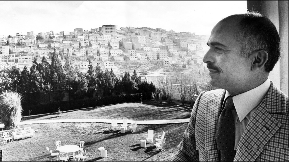 King Hussein of Jordan overlooking the countryside