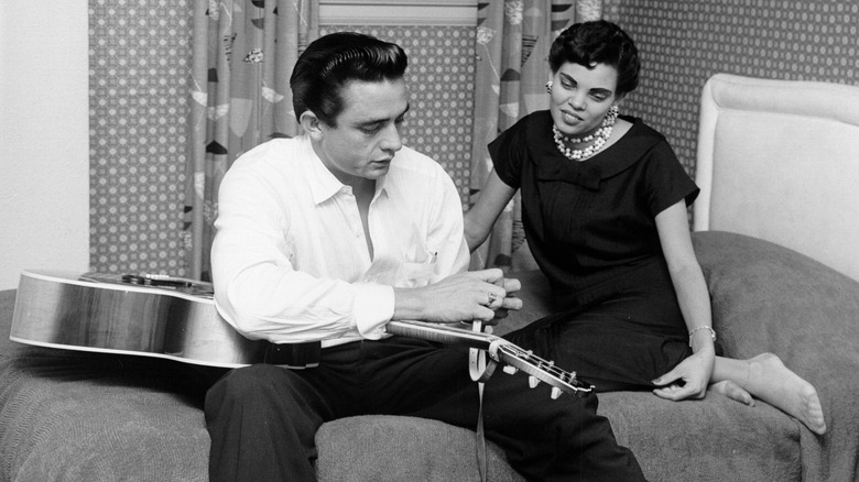 Johnny Cash and Vivian Liberto sitting