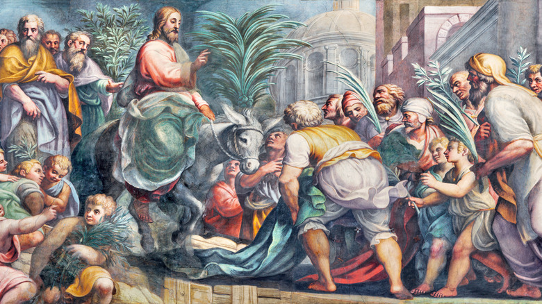 Jesus entering Jerusalem 