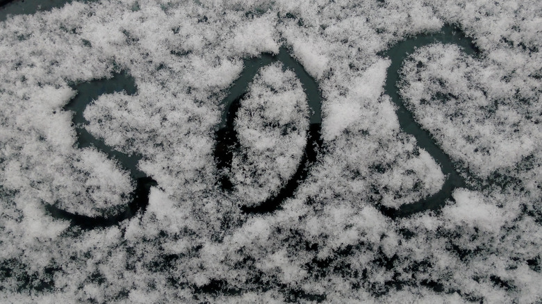 SOS written in snow