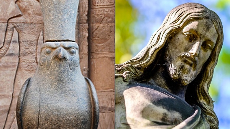 Statues of Horus and Jesus