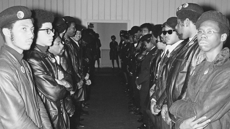 Black Panther party members standing