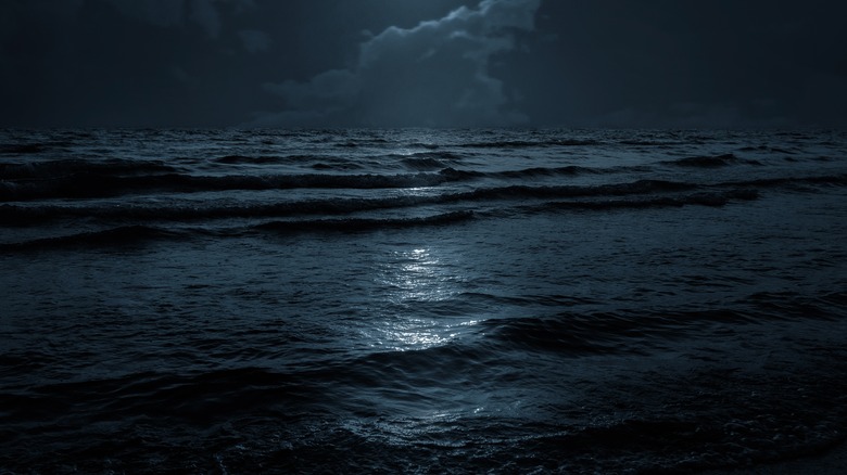 Dark ocean at night