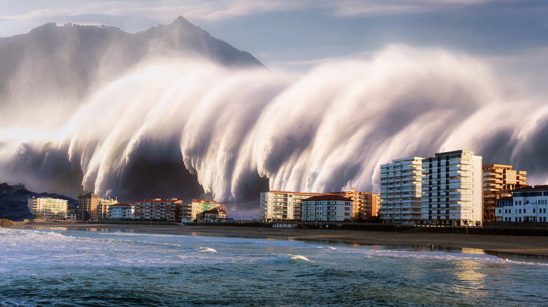 Tsunami over city