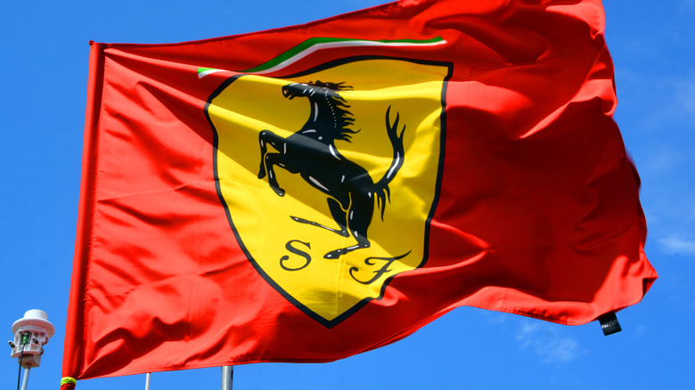 Ferrari flag blowing in the wind