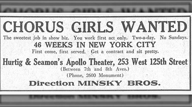 newspaper ad for chorus girls Hurtig and Seamon
