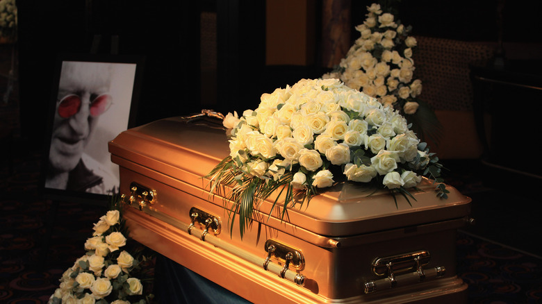 Casket at Savile's funeral