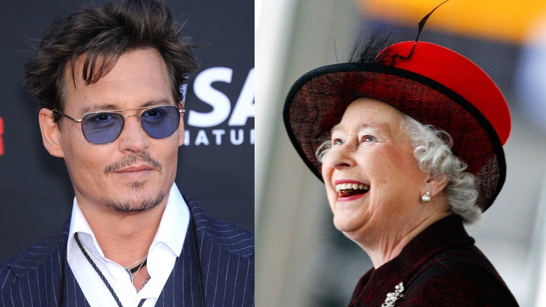 Johnny Depp, Queen Elizabeth smiling