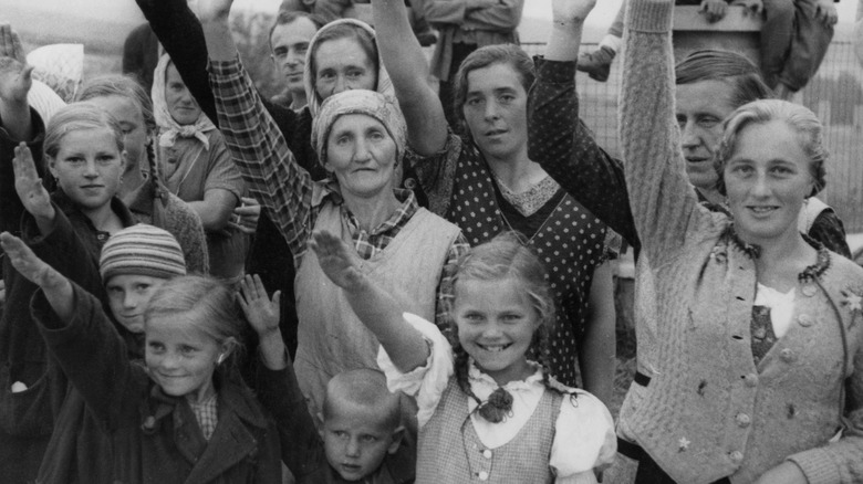 German citizens giving Nazi salute