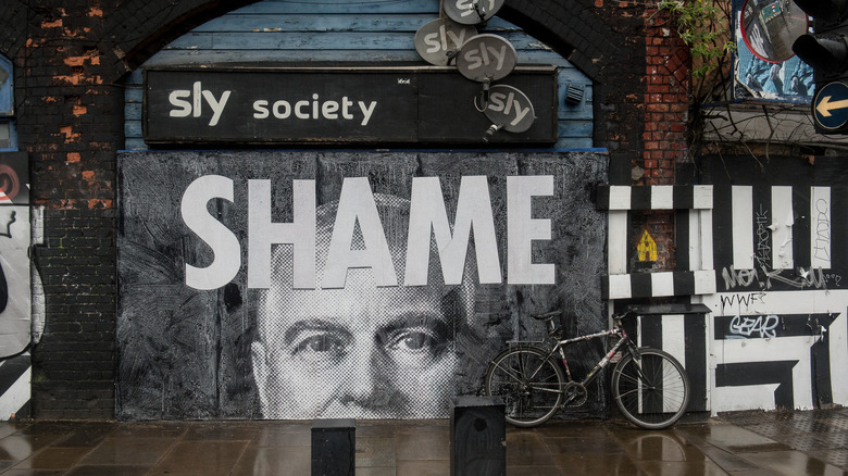 Mural Prince Andrew word Shame