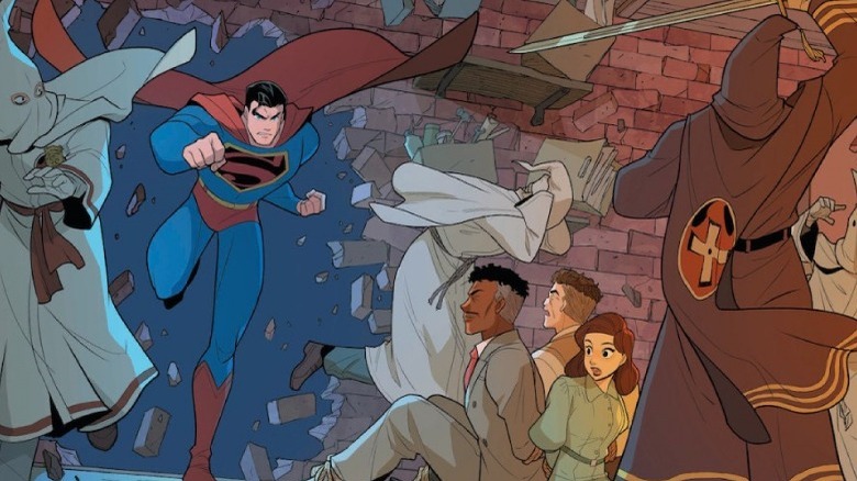 Superman smashes into a Klan hideout