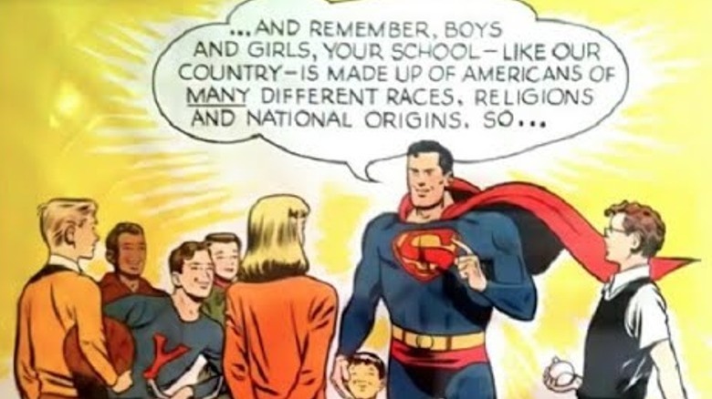 Superman teaching children about racism