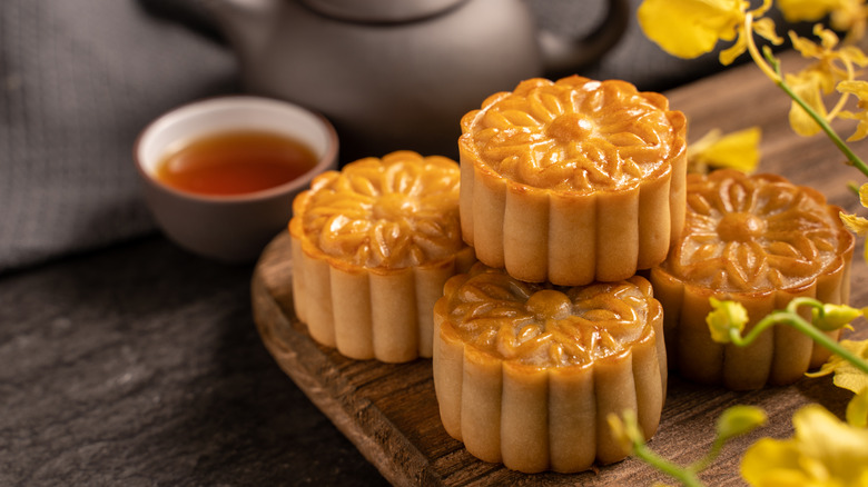 Moon cakes stacked up