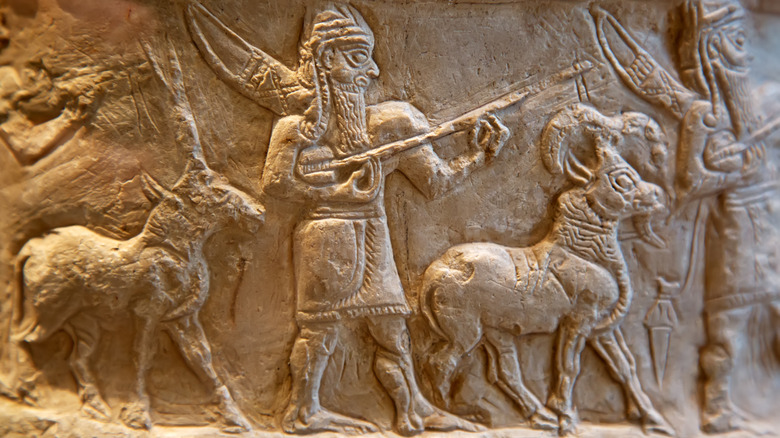 Sumerian carving with goats