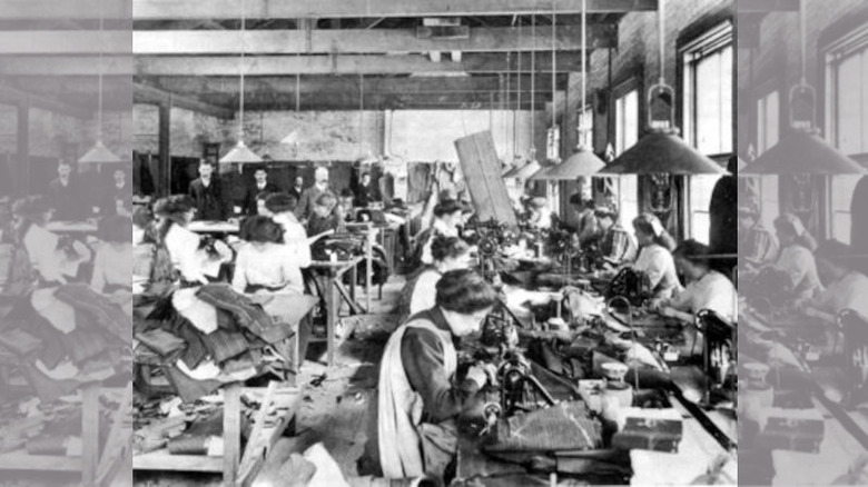 Women working in a sweatshop circa 1890