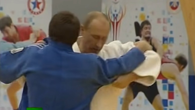 Vladimir Putin practicing judo