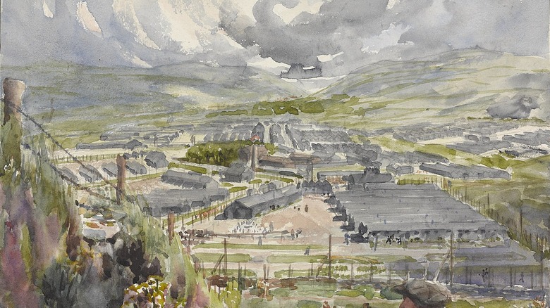 painting of internment camp