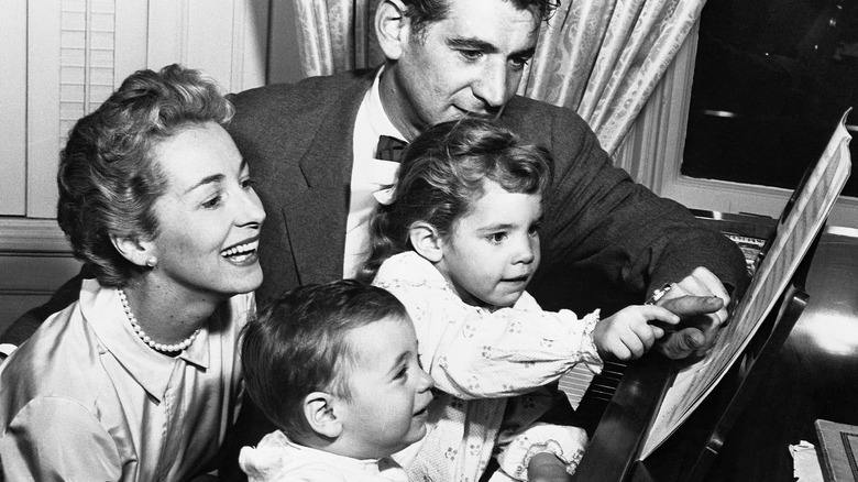 Leonard Bernstein and Felicia Montealegre piano with children