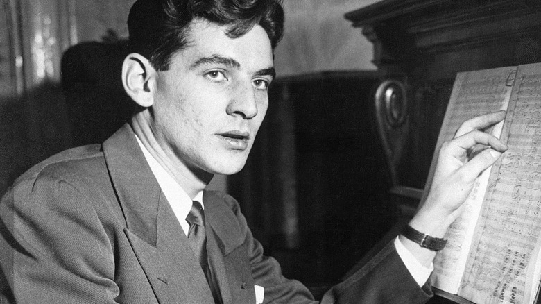 young Leonard Bernstein at a piano