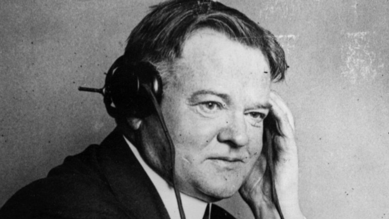 Herbert Hoover using radio
