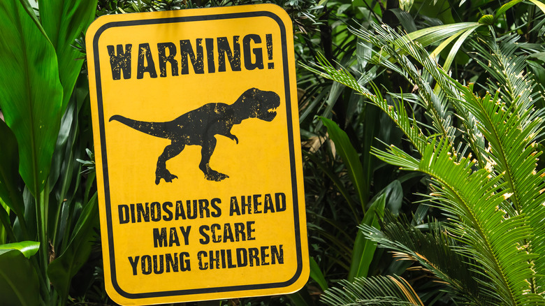 Dinosaur sign in a zoo