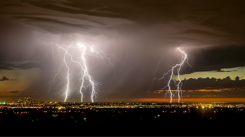 Lightning hits a city