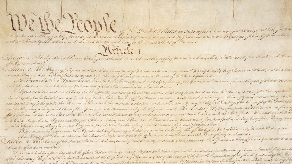 Page one of the United States Constitution, drafted in 1787