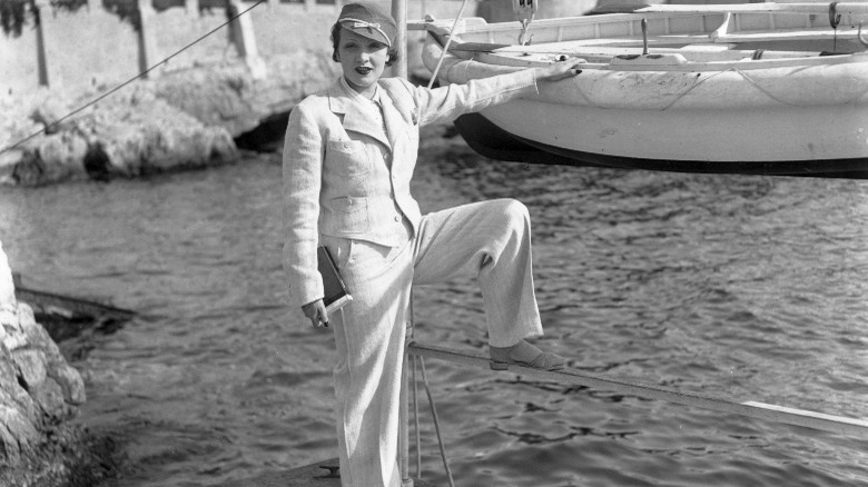 Marlene Dietrich on French quay