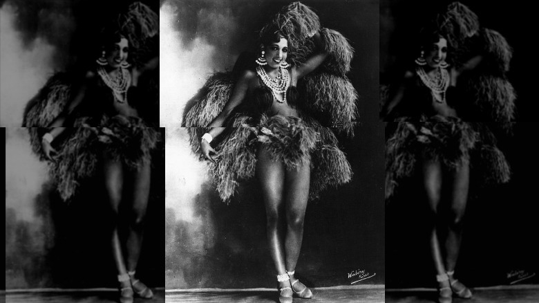 Josephine Baker in feathered costume
