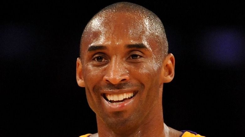 Kobe Bryant smiling and sweaty