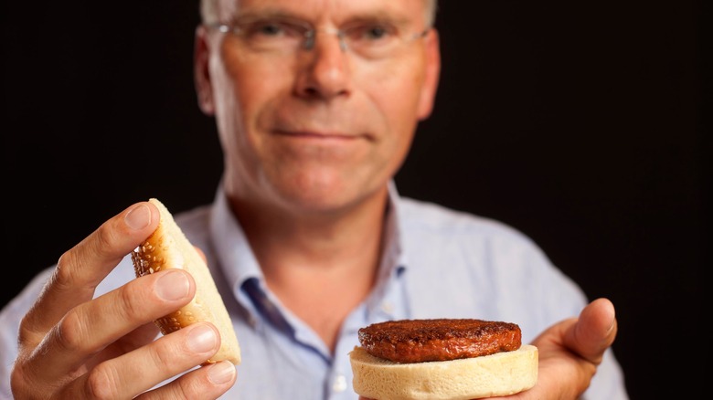 Mark Post with lab-grown burger