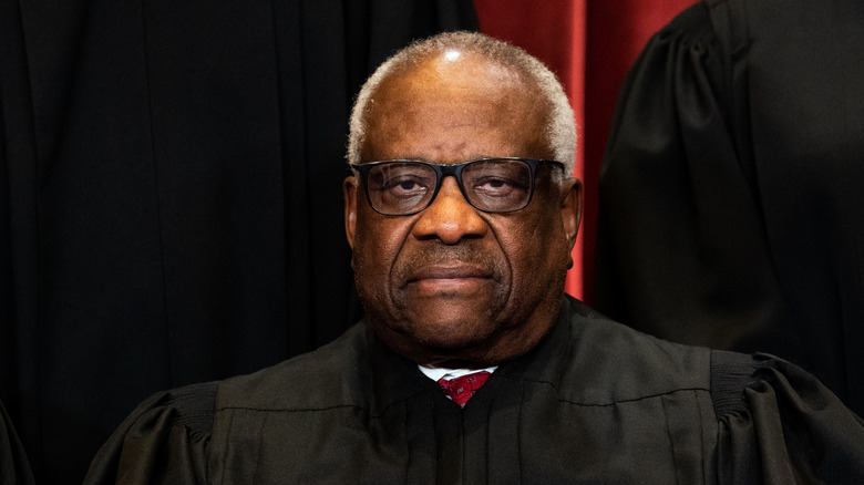Clarence Thomas looking serious