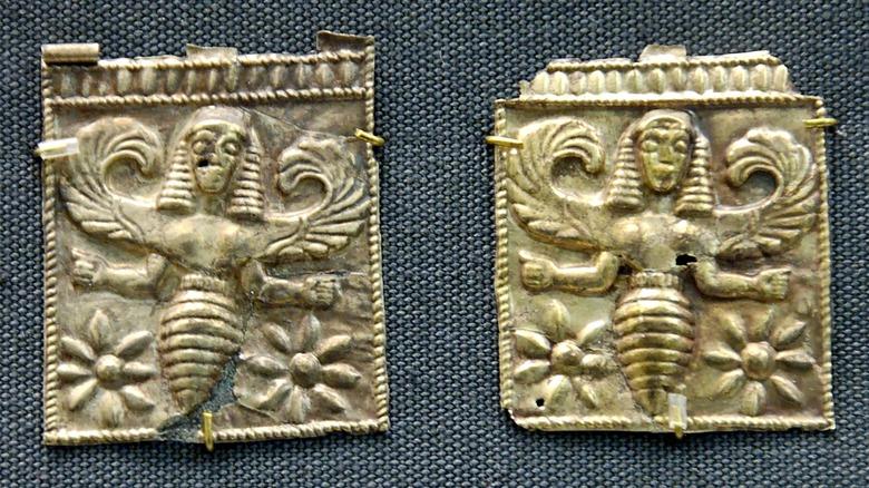 Gold carving bee goddesses