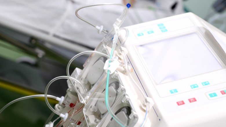 white kidney dialysis machine in hospital ward 