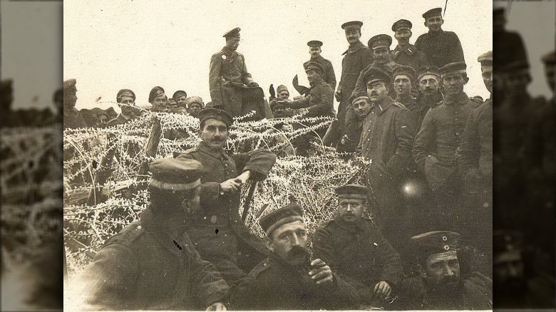 soldiers posing during christmas truce