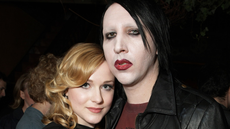 Evan Rachel Wood embracing Marilyn Manson