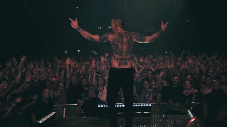Chester Bennington performing on stage