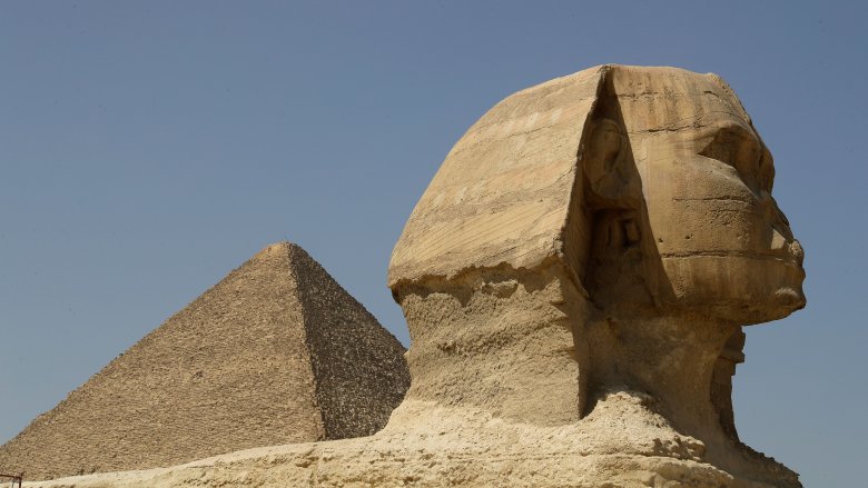 Pyramid and sphinx