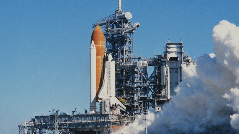 challenger shuttle on launch pad