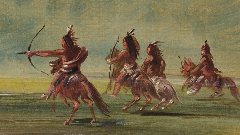 Comanche warriors on horseback painting
