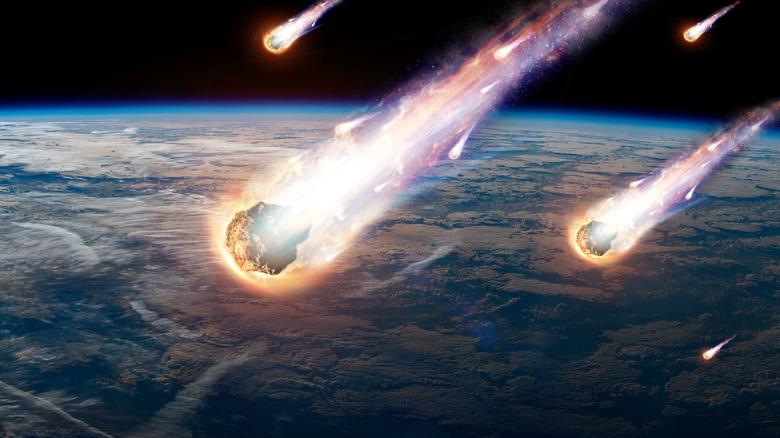 Meteors flaming towards earth