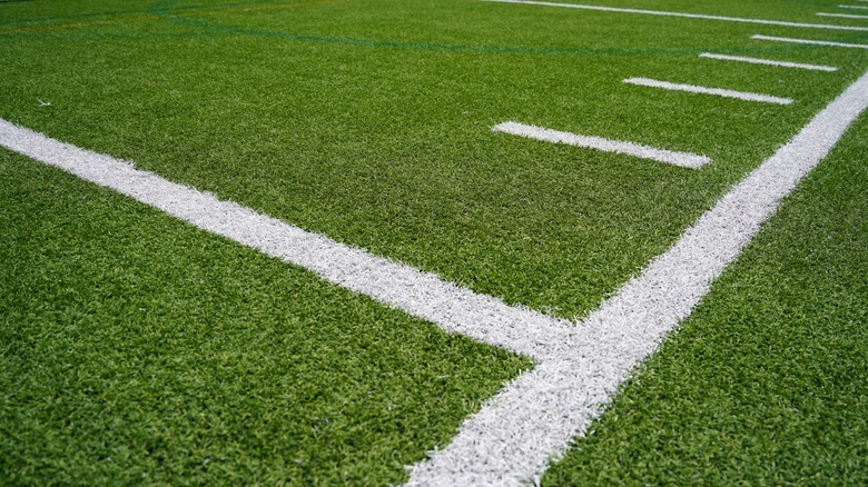 Yard markings on football field