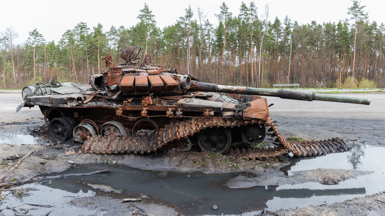 Destroyed tank in Ukraine