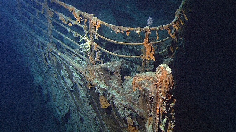 Close-up of the shipwreck Titanic's bow