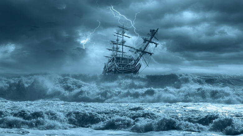 ship on a stormy sea