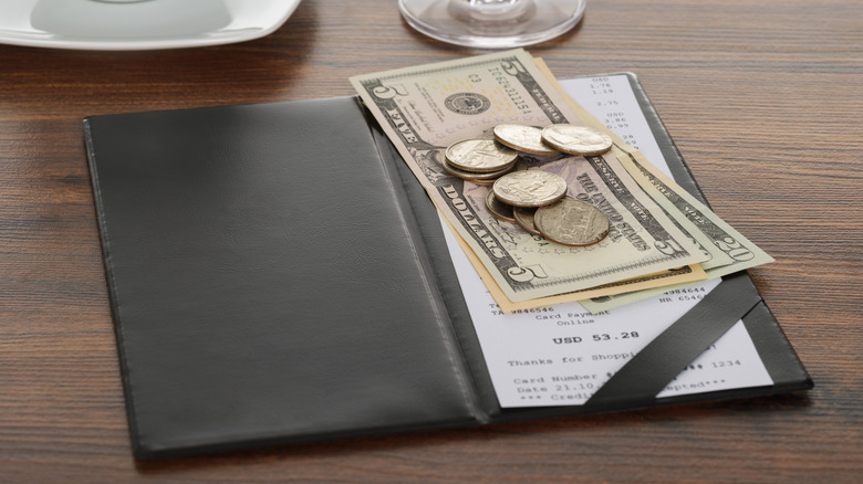 Cash on restaurant bill
